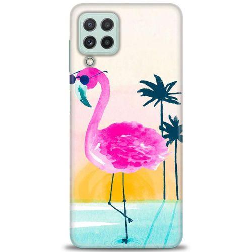 Samsung Galaxy M22 Kılıf HD Baskılı Kılıf - Flamingo + Tam Ekran Koruyucu