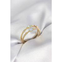 Gold Renk Karışık Renk Zirkon Taşlı Kadın Yüzük