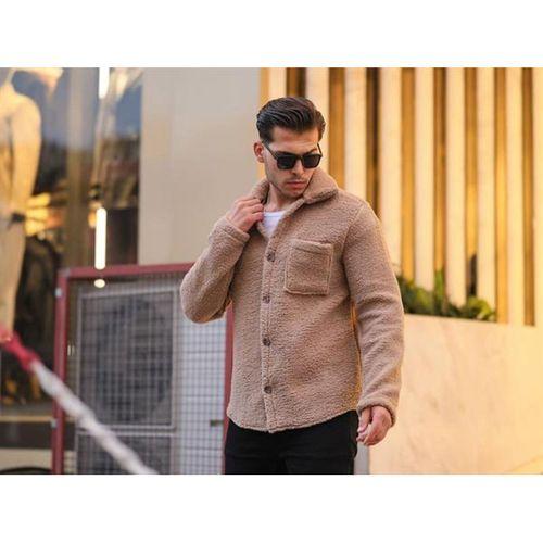 Tek Cepli Peluş Ceket- Bej