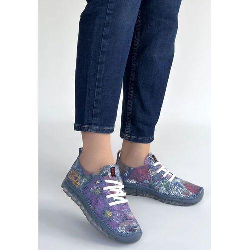 Jiten Mor Desenli Deri Bağcıklı Spor Ayakkabı
