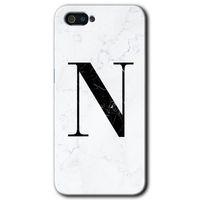 Realme C2 Kılıf HD Desen Baskılı Arka Kapak - Beyaz Mermer Desenli N Harfi + Kırılmaz Cam