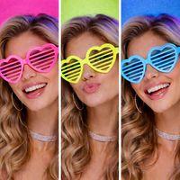 Neon Fosforlu Kalp Panjur Gözlük 12 Adet – 80’ler 90’lar Parti Stili