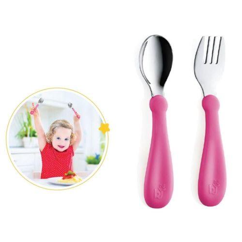Babyjem BabyJem Paslanmaz Çelik Çatal Kaşık Seti 522 Pembe