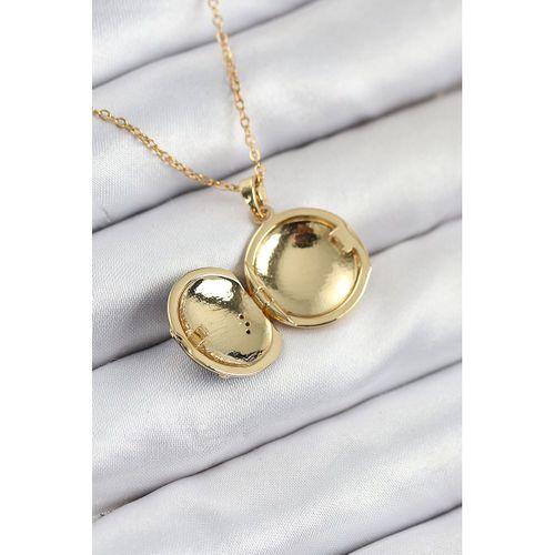 316L Çelik Zirkon Taşlı Açılabilr Kapaklı Gezegen Model Gold Renk Kadın Kolye
