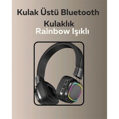 Bluetooth 5 3 Rainbow Işıklı Kulak Üstü Kablosuz Kulaklık