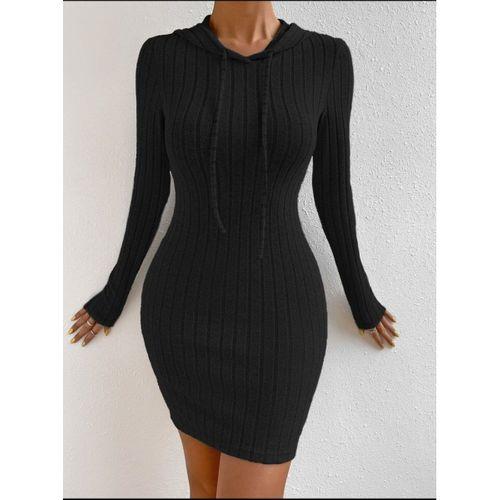 Kadın Kapşonlu Likralı Kaşkorse Mini Elbise