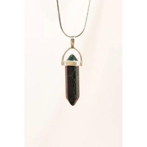 Mat Oniks Doğal Taşı Zincirli El Yapımı Tasarımlı Kolye Uç: 3,5 cm Zincir: 20 cm Kutulu