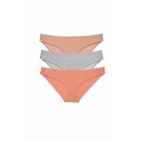 3 adet Eko Set Likralı Kadın Slip Külot Ten Gri Pudra