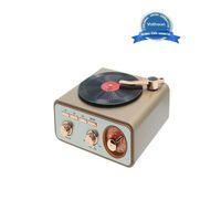Metalik Nostaljik Tasarım Plak Çalar Görünümlü Radyolu Bluetooth Hoparlör Retro Müzik Plak
