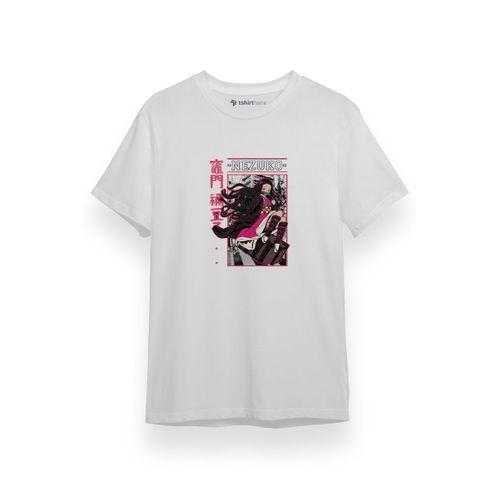 Demon Slayer Anime Nezuko Poster Beyaz Kısa kol Erkek Tshirt