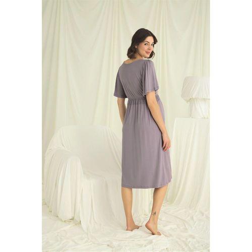 Dantelli Önden Düğmeli Hamile Lohusa Gecelik