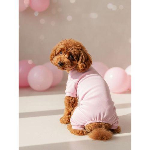 Soft Pink Pamuklu Köpek Tulumu Pastel Pembe Pijama