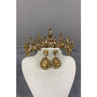 Cooker Gelin Kına Tacı Ve Mekik Küpe Seti