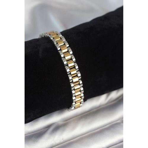 316L Çelik Gold ve Gümüş Renk 9 mm Kalınlık Erkek Bileklik