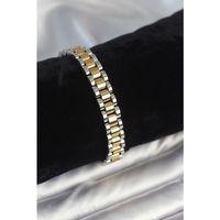 316L Çelik Gold ve Gümüş Renk 9 mm Kalınlık Erkek Bileklik