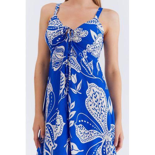 Askılı Viscon Elbise - Saks