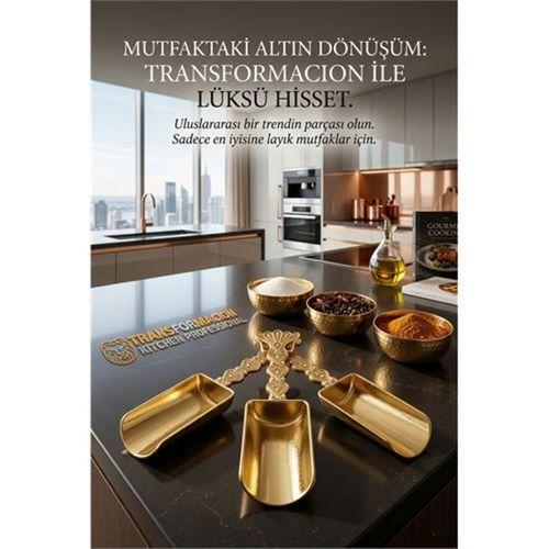 3'lü Lüks Gold Zamak Ölçü ve Baharat Kaşığı Seti - Özel Tasarım 721956