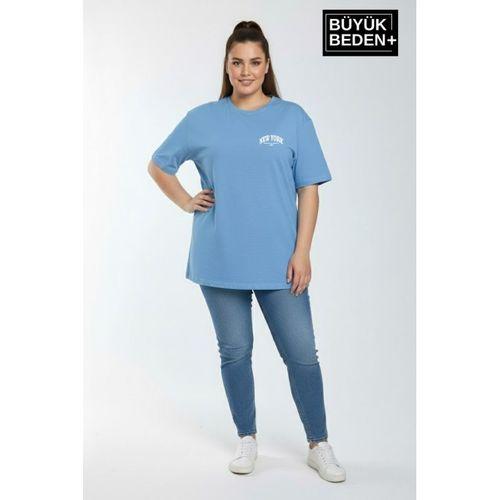 Süperlife Kadın Büyük Beden New York Baskılı 3xl-6xl Bisiklet Yaka Tshırt SPR25BTSK510-05