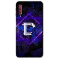 Galaxy A7 2018 Kılıf HD Desen Baskılı Arka Kapak - Dark Neon Yaprak D Harfi