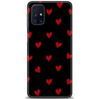Samsung Galaxy M51 Kılıf HD Baskılı Kılıf - Kırmızı Kalpler + Tam Ekran Koruyucu