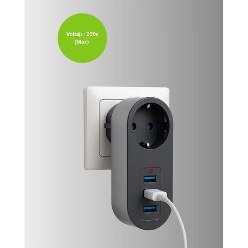 Isıya Dayanıklı 3 Usb Portlu Güvenlikli Priz – Akıllı Enerji Yönetimi