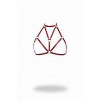 Bordo Göğüs Harness Deri Metal Halka Detaylı Yüksek Yaka - Brf244