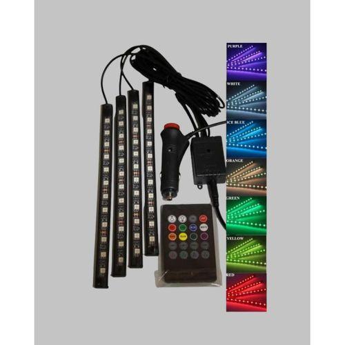 Rgb Araç İçi Led Aydınlatma 12v 48 Led Müzik Kontrollü 4 Şerit Set