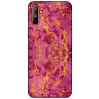 Mermer Desenli (35) Tema Fit Design Kılıf Burgonya Oppo Realme C3 Kılıf
