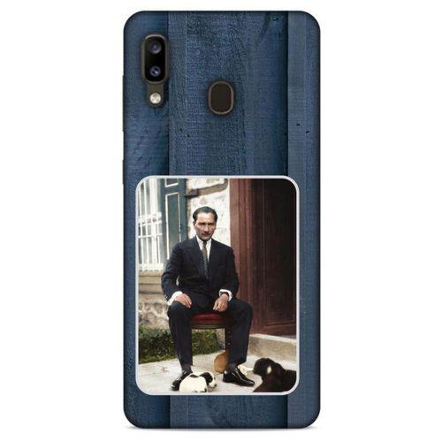 Samsung Galaxy A20 Kılıf Atatürk (37) Silicone Cover Laci Ahşap