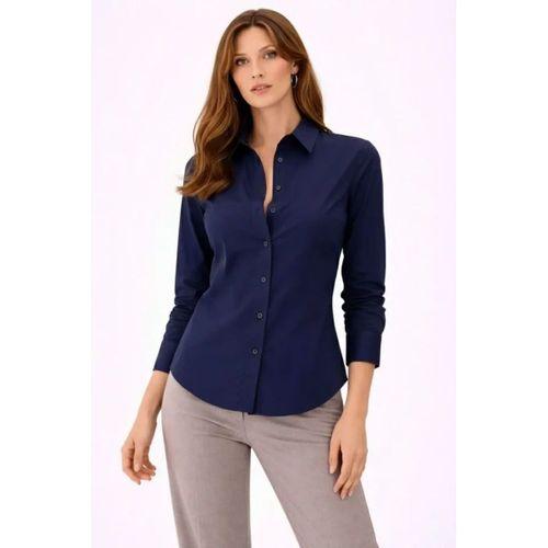 Uzun Kollu Gömlek Düğmeli Klasik Yaka Günlük Ve Ofis Şıklığına Uygun - Lacivert