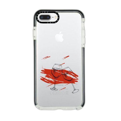 iPhone 7 Plus Casetify Spilled Wine Desenli Anti Shock Premium Silikonlu Siyah Kenar Detaylı Telefon