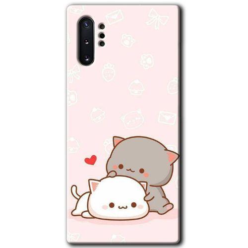 Potkal Hediye Fabrikası Samsung Galaxy Note 10 Plus Kılıf HD Desen Baskılı Arka Kapak - Kedi Aşkı