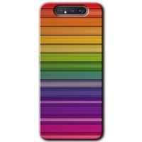 MRCİLETİSİM Samsung Galaxy A80 Kılıf HD Desen Baskılı Arka Kapak + Temperli Cam - Colorful Lines