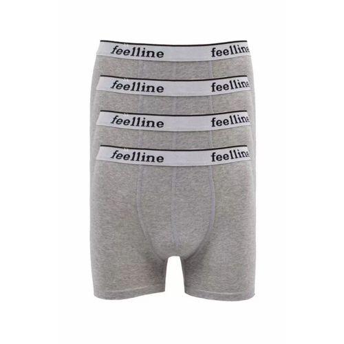 4 adet Feelline Gri Pamuklu Doğal Likralı Erkek Boxer