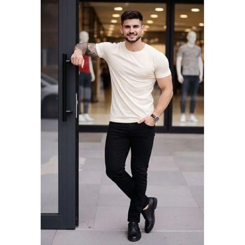 Erkek 3lü Bisiklet Yaka Tişört – Kısa Kollu Yazlık Slim Fit Body - Siyah, Ekru, Hardal