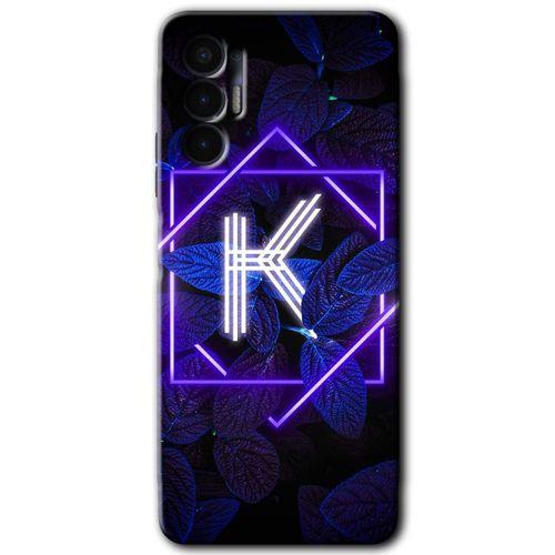 Tecno Pova 3 Kılıf HD Desen Baskılı Arka Kapak - Dark Neon Yaprak K Harfi
