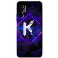 Tecno Pova 3 Kılıf HD Desen Baskılı Arka Kapak - Dark Neon Yaprak K Harfi