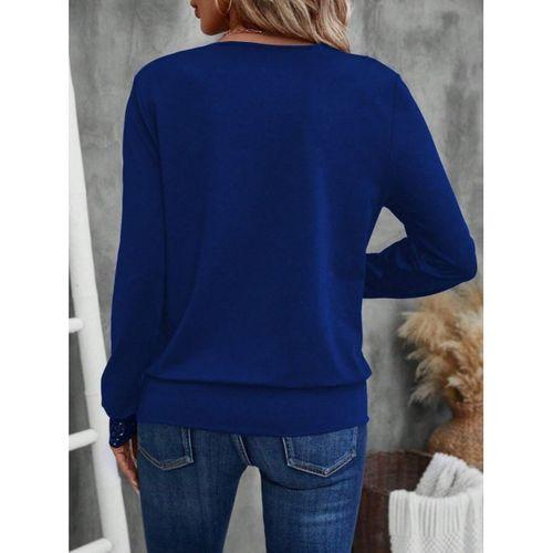 Kadın Uzun Kollu V Yakalı Içi Süprem Desenli Dışı Viskon Bluz