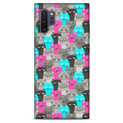 Lopard Samsung Galaxy Note 10 Plus Uyumlu Kılıf Kediler (7) Telefon Kılıfı Pembe Mavi Gri