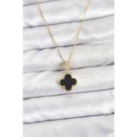 316L Çelik Zincir Gold Renk Yonca Model Zirkon Taşlı Kadın Kolye