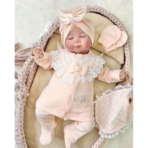 Melek Kanatlı % 100 Pamuk 5'li Kız Bebek Hastane Çıkış Seti