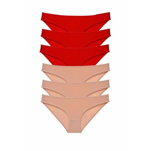 6 adet Eko Set Likralı Kadın Slip Külot Kırmızı Ten