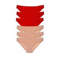 6 adet Eko Set Likralı Kadın Slip Külot Kırmızı Ten