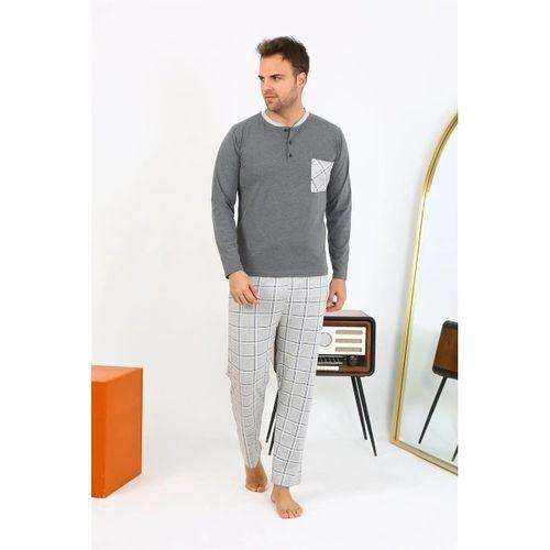 Erkek Uzun Kol Penye Antrasit Pijama Takımı