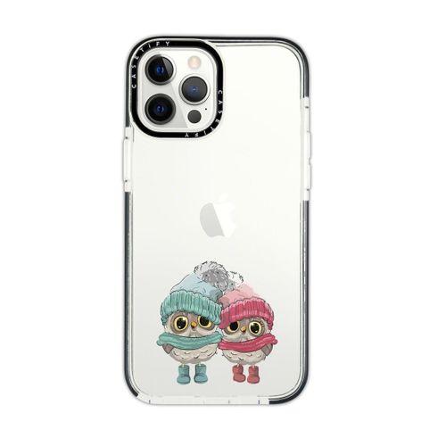 iPhone 11 Pro Max Casetify Bereli Baykuşlar Desenli Anti Shock Premium Silikonlu Siyah Kenar Detaylı