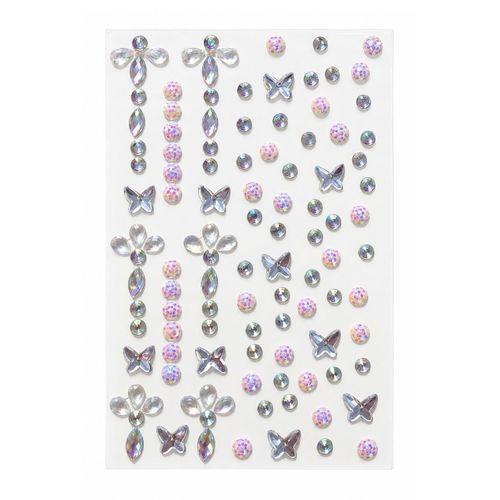 Beyaz Mini Kelebek Taş Sticker Yapışkanlı Saç , Yüz Vücut Ve Tırnak Taşı Yılbaşı Süs Dekor Işıltılı Parlak
