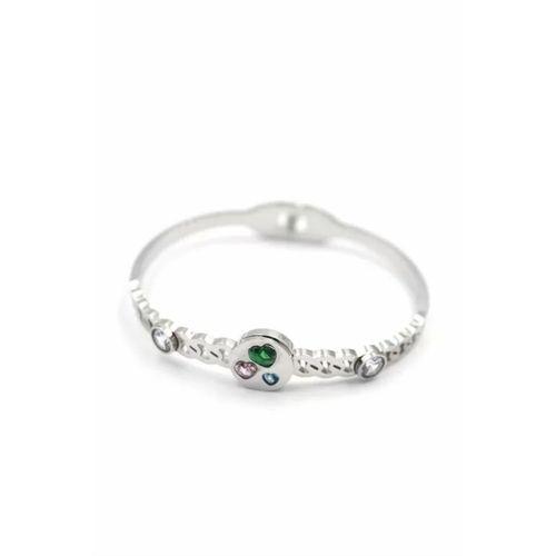 Taşlı Kalp Bilezik - Gümüş