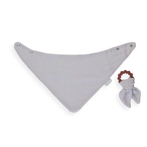 BabyJem BabyJem Silikon Diş Kaşıyıcılı Müslin Önlük 736 Gri