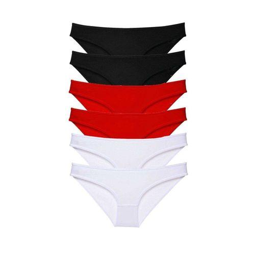 6 adet Süper Eko Set Likralı Kadın Slip Külot Siyah Kırmızı Beyaz