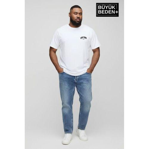 Süperlife Erkek Büyük Beden New York Baskılı 3xl-6xl Bisiklet Yaka Tshırt SPR26BTS510-05